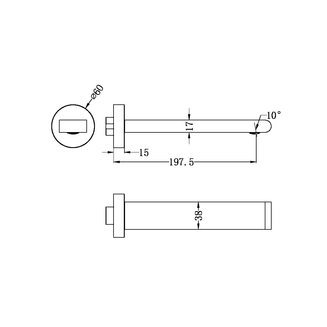 Bianca Fixed Basin/bath Spout Only 200mm - Image 8